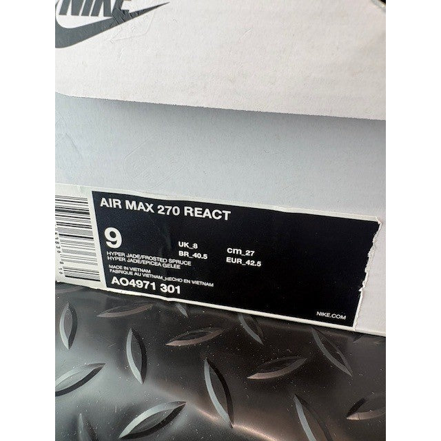 Nike Air Max 270 React Hyper Jade Frosted Spruce AO4971-301 Mens sneakers size 98