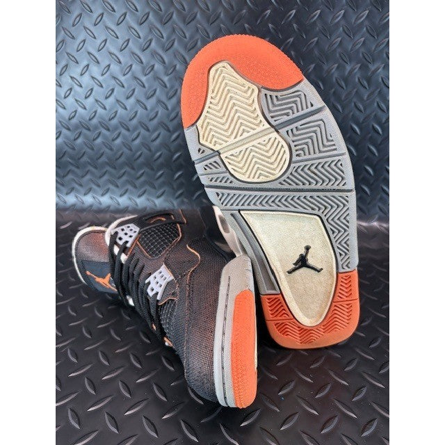 Jordan 4 Retro Starfish CW7183-100 Womens black orange sneakers size 7.57