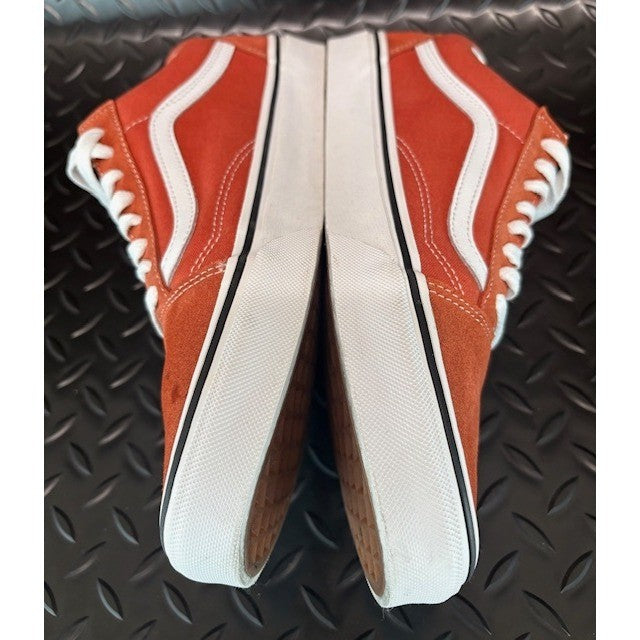 Vans Old Skool Dark Orange Burnt Ochre Suede Canvas Sneakers Mens size 9.56