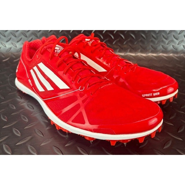 Adidas Adizero Sprint Web Red White Spikes V20244 Mens Track Sneakers size 91