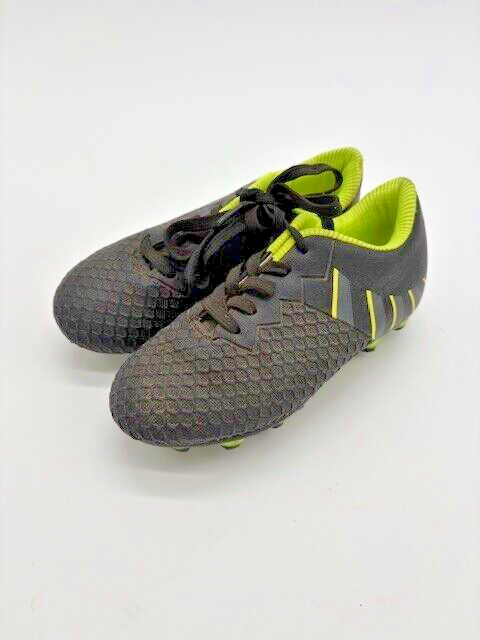 Kids Size 11 youth/kids Football cleats black and light green0