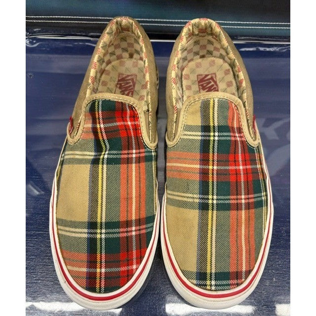 Vans Classic Tartan Plaid Red Green Mens slip-on canvas sneakers size 114