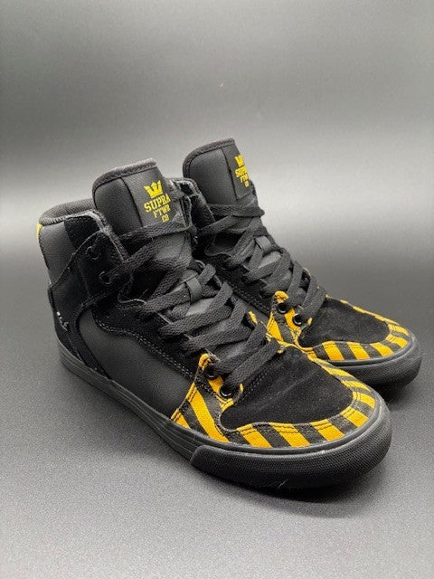 Supra FTWR Vaider Caution Black Suede Sneakers Mens size 8 high-tops1