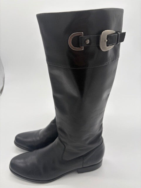 Anne Klein Akchandler Black Leather Womens knee high boots Size 8 M1