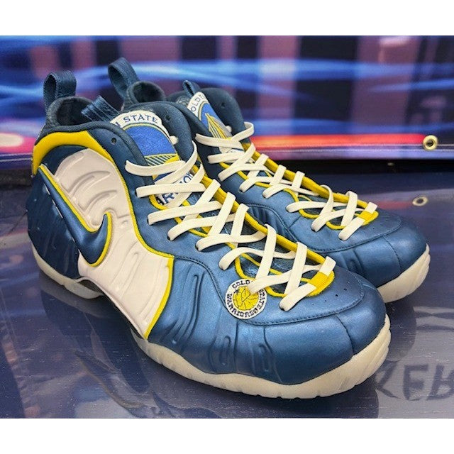 Custom Foamposites 12 of 68 pairs Blue Yellow Warriors Mens sneakers size 141