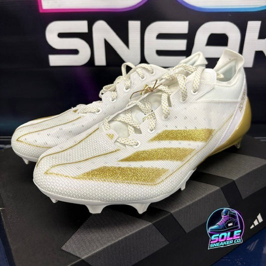 Adidas Adizero Electric Cloud White Gold IE4381 Mens Cleats size 10.50