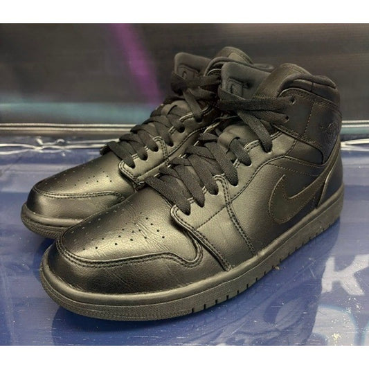Jordan 1 Mid Triple Black (2019) 554724-090 Mens sneakers size 9.50