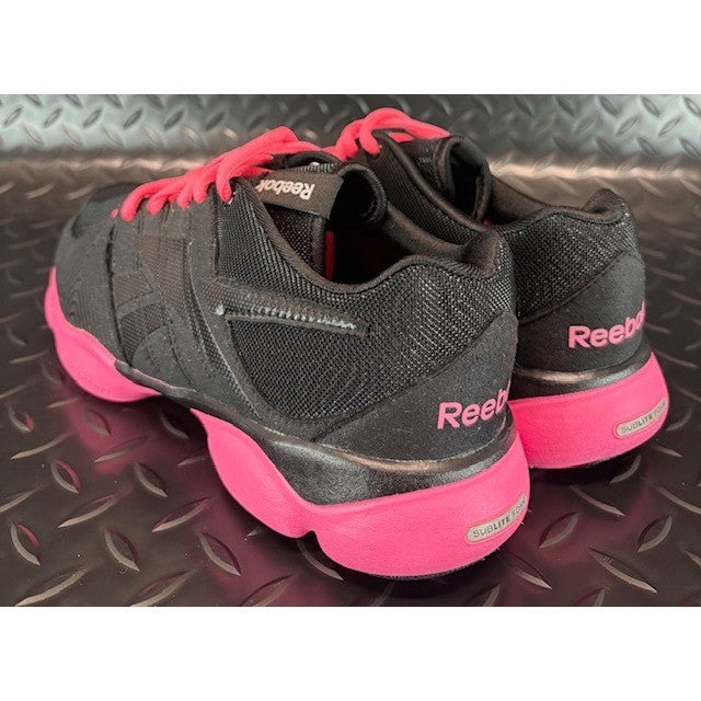 Reebok Womens Fitnisrush Dance Shoes Black Pink Athletic Sneakers size 5.53