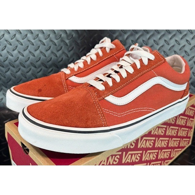 Vans Old Skool Dark Orange Burnt Ochre Suede Canvas Sneakers Mens size 9.50