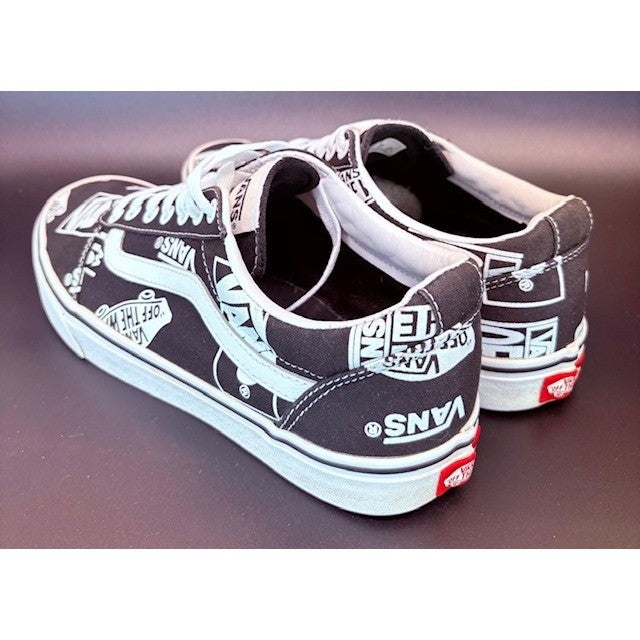 Vans Ward Low Top Sneakers Black White Logo Canvas Skate Shoes Mens size 10.53