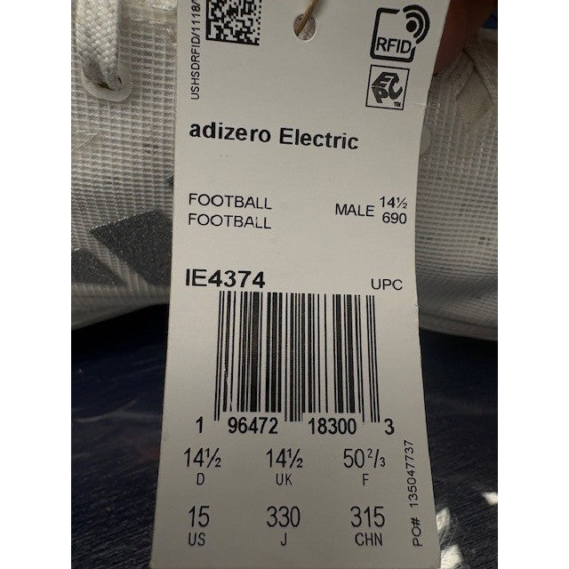 Adidas Adizero Electric White Silver IE4374 Mens Football Cleats size 158