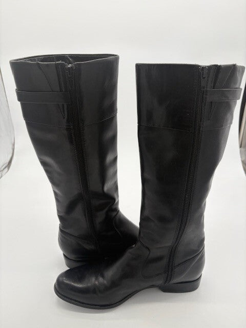 Anne Klein Akchandler Black Leather Womens knee high boots Size 8 M3