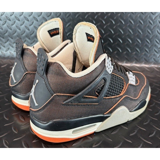 Jordan 4 Retro Starfish CW7183-100 Womens black orange sneakers size 7.52