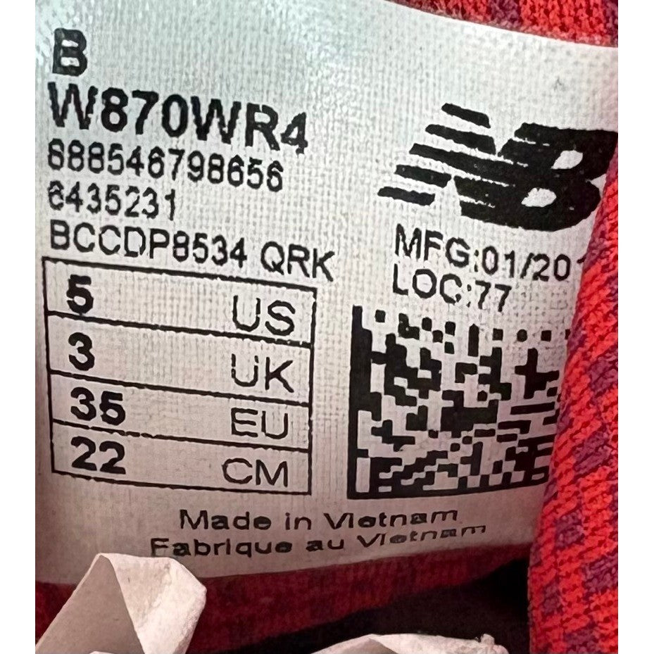 New Balance 870v4 Running Shoes Sneakers Silver Red Lightweight Womens size 57