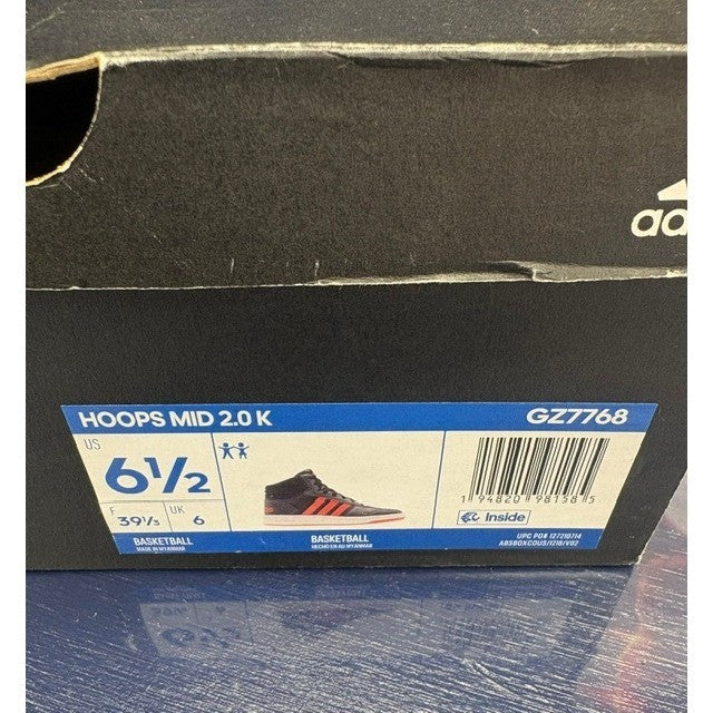 Adidas Hoops Mid 2.0 K Black Red (2021) GZ7768 Mens sneakers size 6.57