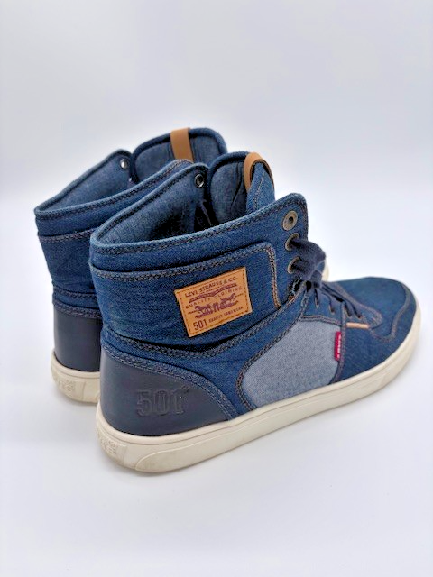 Mens size 13 Levi 501 Strauss Blue Denim sneakers shoes San Francisco high tops2