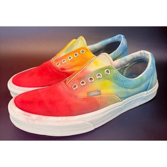 Vans Era Rainbow Tie Dye Canvas Skate Sneakers Shoes Hand Made Mens size 10.50