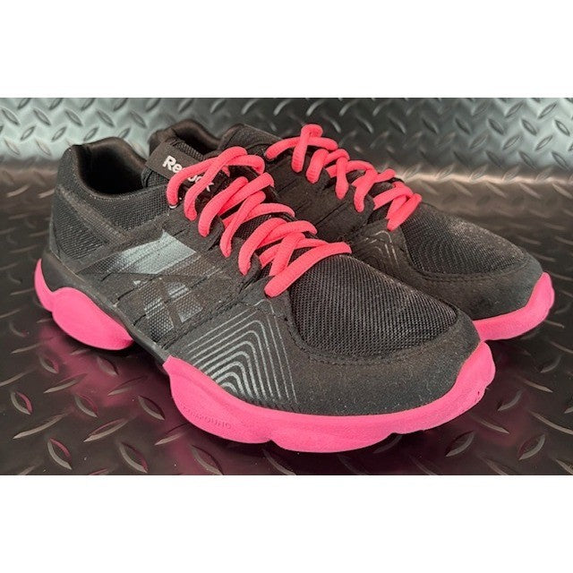 Reebok Womens Fitnisrush Dance Shoes Black Pink Athletic Sneakers size 5.51