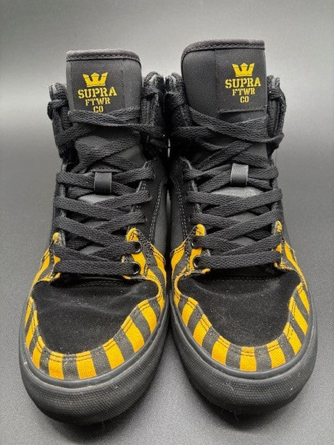 Supra FTWR Vaider Caution Black Suede Sneakers Mens size 8 high-tops4