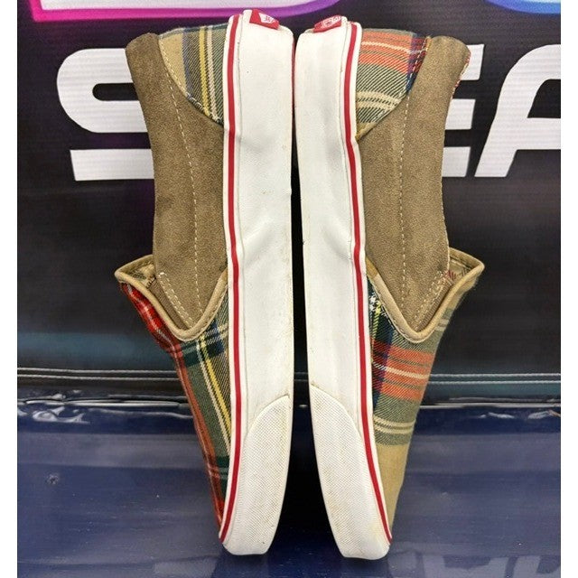 Vans Classic Tartan Plaid Red Green Mens slip-on canvas sneakers size 115