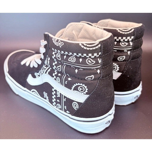 Vans Sk8-Hi Peace Paisley Bandana Black White High Top Sneakers Mens size 11.53