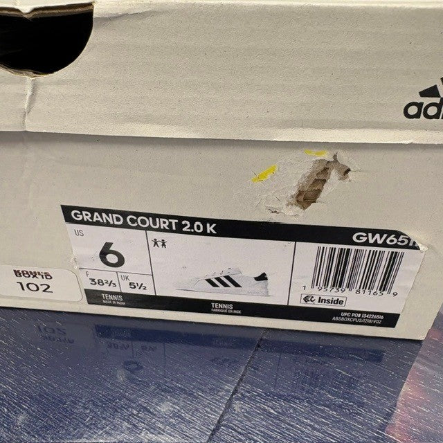 Adidas Grand Court 2.0 K White Black GW6511 Mens Tennis sneakers size 67