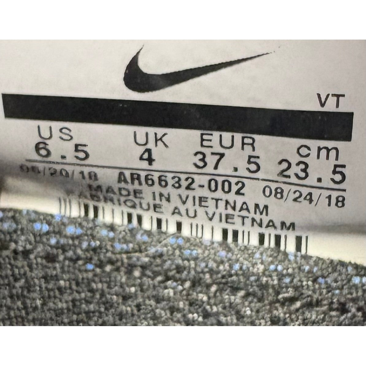 Nike Air VaporMax 2019 Triple Black (2018) AR6632-002 Womens sneakers size 6.57