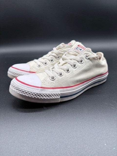 Converse Chuck Taylor All Star Low Optic White Mens size 5.5 beige canvas red0