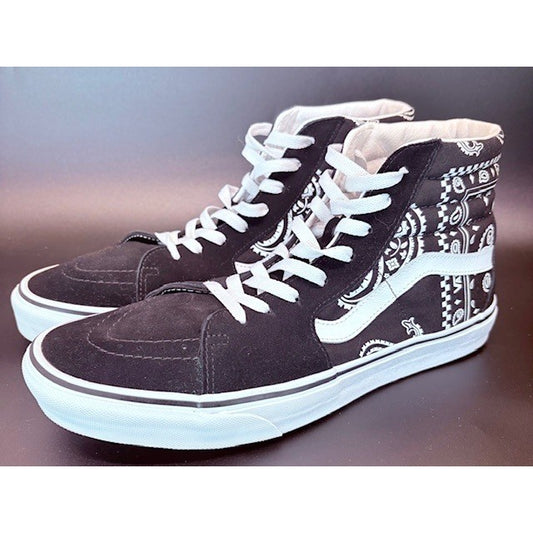 Vans Sk8-Hi Peace Paisley Bandana Black White High Top Sneakers Mens size 11.50