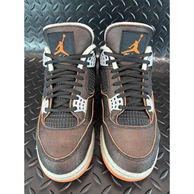 Jordan 4 Retro Starfish CW7183-100 Womens black orange sneakers size 7.55