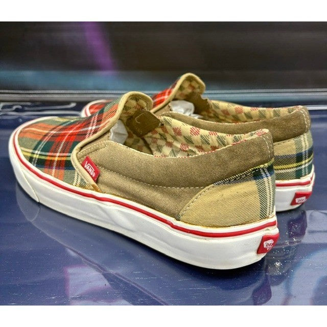 Vans Classic Tartan Plaid Red Green Mens slip-on canvas sneakers size 113