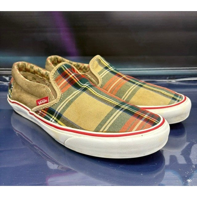 Vans Classic Tartan Plaid Red Green Mens slip-on canvas sneakers size 111