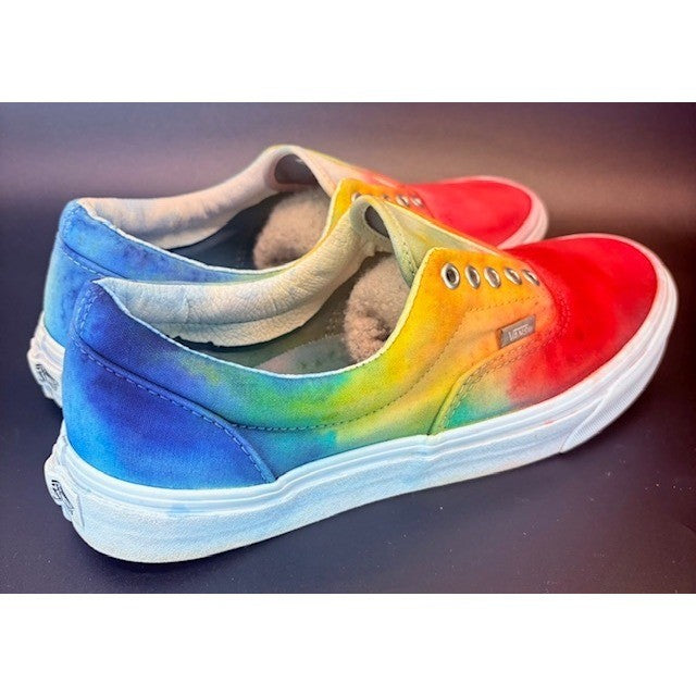 Vans Era Rainbow Tie Dye Canvas Skate Sneakers Shoes Hand Made Mens size 10.52