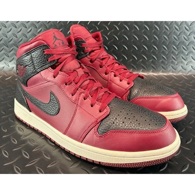 Nike Air Jordan 1 Mid Team Red Black White 554724-601 Mens sneakers size 111