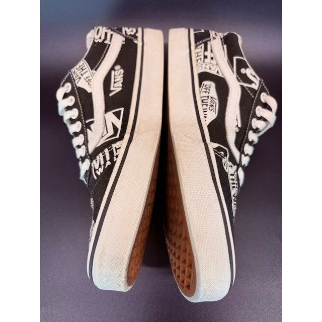 Vans Ward Low Top Sneakers Black White Logo Canvas Skate Shoes Mens size 10.55