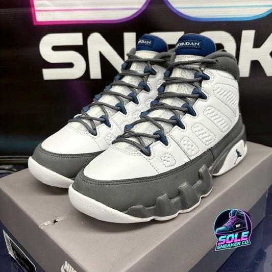 Jordan 9 Retro Flint Grey French Blue (2026) HV4574-100 Youth sneakers size 5Y0