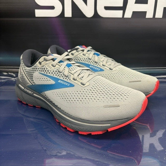 Brooks Ghost 14 Light Grey Blue Red (2021) 1103691D078 Mens sneakers size 11.51
