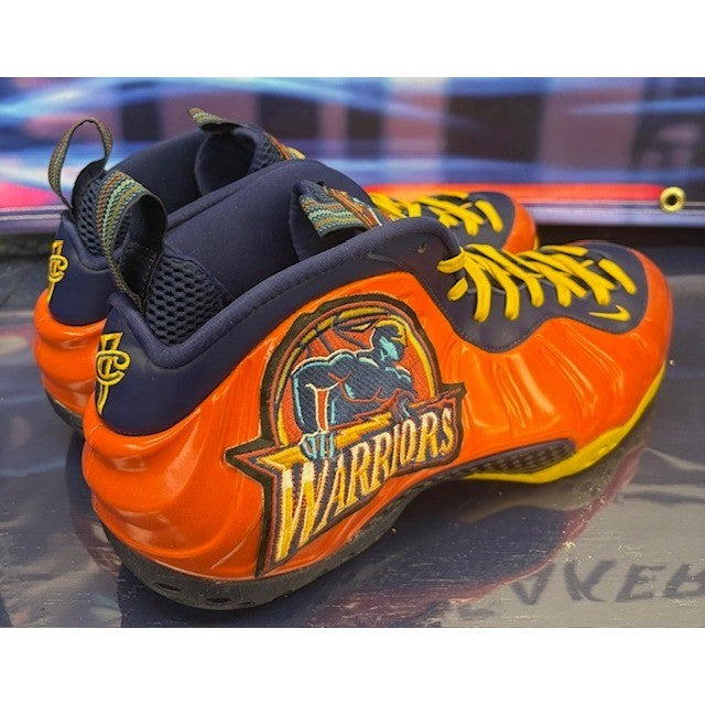 Custom Foamposites 5 of 68 pairs Navy Blue Orange Warriors Mens sneakers size 142