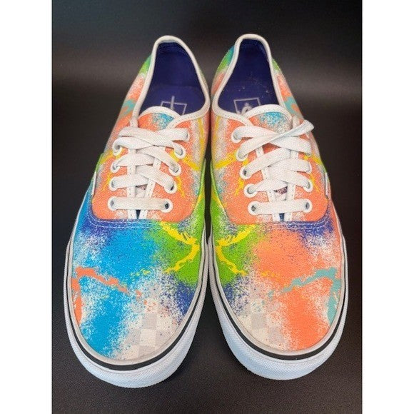 Vans Authentic Multi Color Splatter Paint Canvas Low Top Sneakers Mens size 104