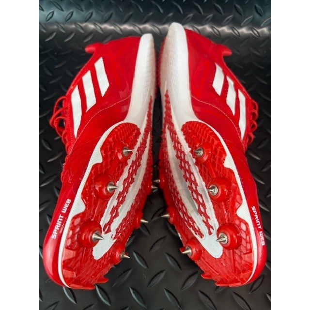Adidas Adizero Sprint Web Red White Spikes V20244 Mens Track Sneakers size 95