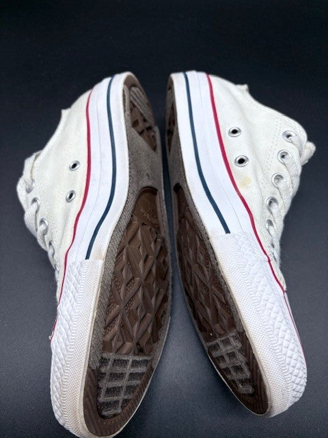 Converse Chuck Taylor All Star Low Optic White Mens size 5.5 beige canvas red5