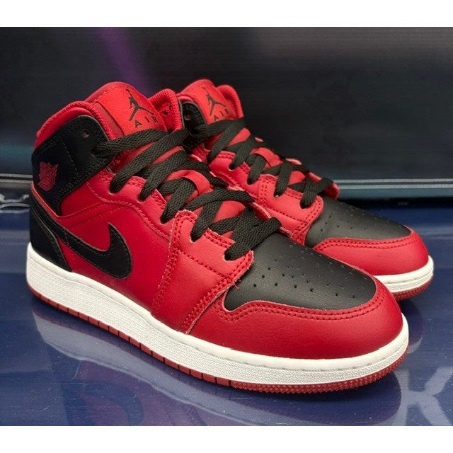 Jordan 1 Mid Reverse Bred Grade School (2021) 554725-660 Youth sneakers size 5Y1