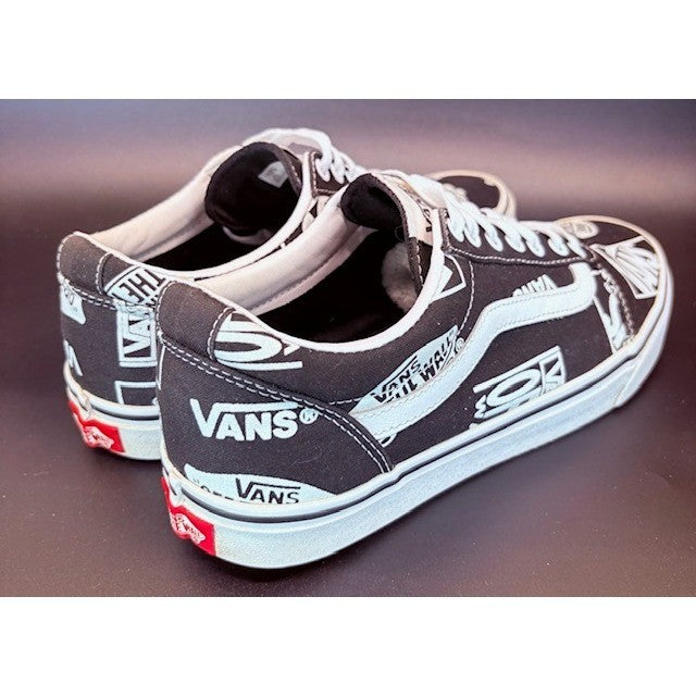 Vans Ward Low Top Sneakers Black White Logo Canvas Skate Shoes Mens size 10.52