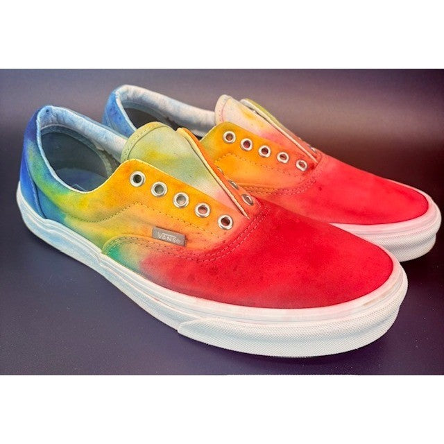Vans Era Rainbow Tie Dye Canvas Skate Sneakers Shoes Hand Made Mens size 10.51