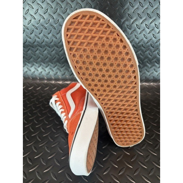 Vans Old Skool Dark Orange Burnt Ochre Suede Canvas Sneakers Mens size 9.57