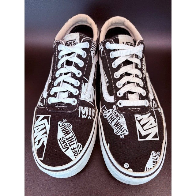 Vans Ward Low Top Sneakers Black White Logo Canvas Skate Shoes Mens size 10.54