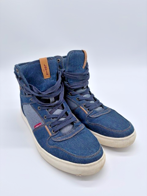 Mens size 13 Levi 501 Strauss Blue Denim sneakers shoes San Francisco high tops3