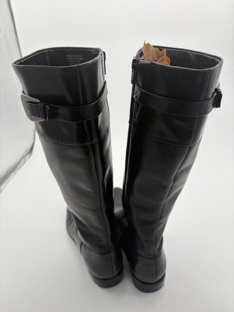 Anne Klein Akchandler Black Leather Womens knee high boots Size 8 M2