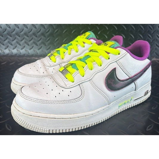 Nike Air Force 1 Low 07 LV8 Just Do It White Purple womens sneakers sz 8.5 / 7Y0