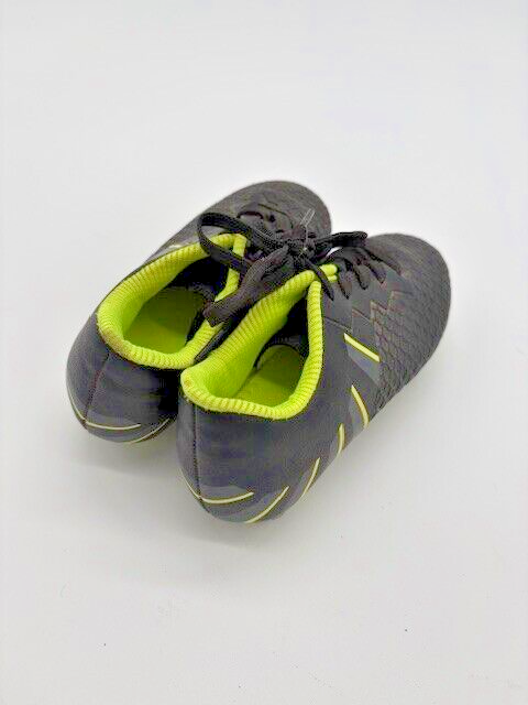 Kids Size 11 youth/kids Football cleats black and light green2
